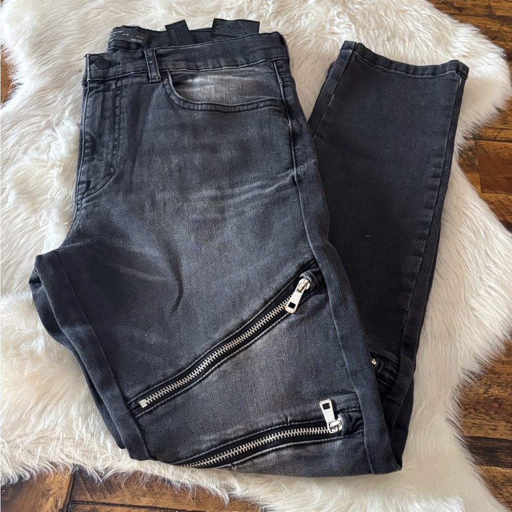 Zara Charcoal Skinny Jeans with Zipper Details